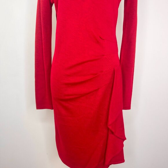 Ronen Chen - Red Long Sleeve Bodycon Dress - Picture 3 of 7
